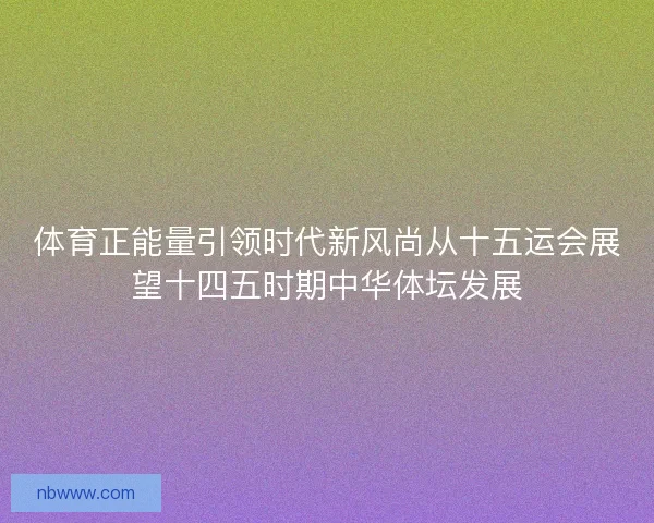 体育正能量引领时代新风尚从十五运会展望十四五时期中华体坛发展